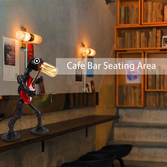 Steampunk Industrial Vintage Electric Bass Guitar Table Lamp Miniature Guitar - Picture 7 of 7